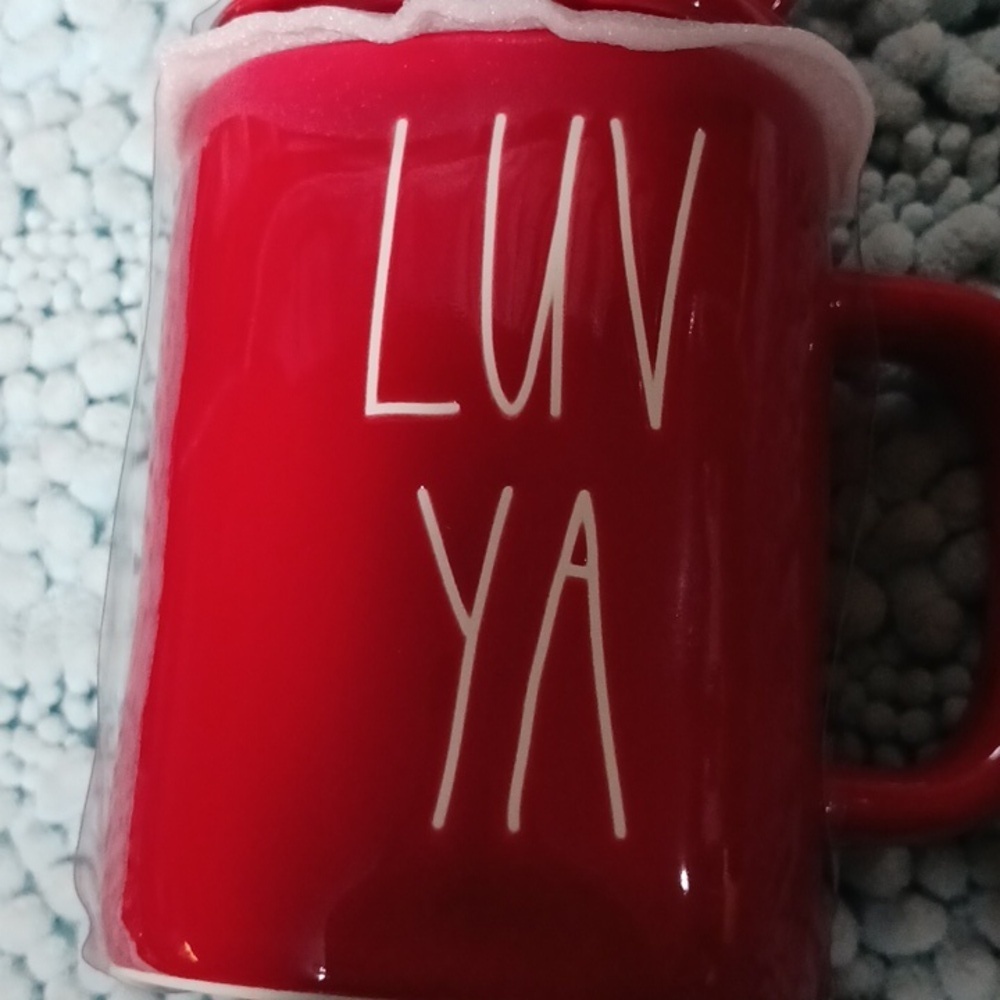 NWT Rae Dunn Artisan collection LUV YA red coffee mug with hearts lid - Picture 7 of 7